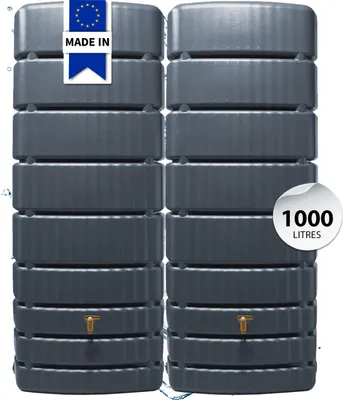 Image de 4rain Réservoir Mural Ensemble SLIM 1000 L, gris graphite 2 x SLIM 500 L, incl. connecteur