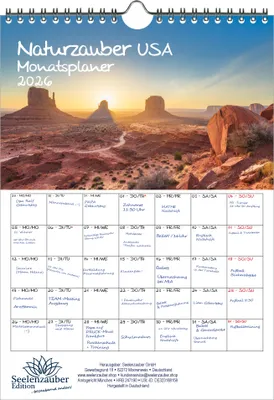 Produktbild von Naturzauber USA Planer DIN A4 Kalender für 2026 Amerika Natur Reise Land Urlaub - Seelenzauber