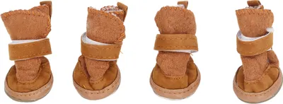 Produktbild von 4pcs Haustier Stiefel warm weich verhindern Rutschen leicht einstellbar Katze Hund Schnee Booties für Chihuahua Bichon Schnauzer Khaki Größe 2
