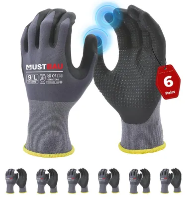 Image de 6 paires de gants de protection - Revêtement en nitrile - Taille L