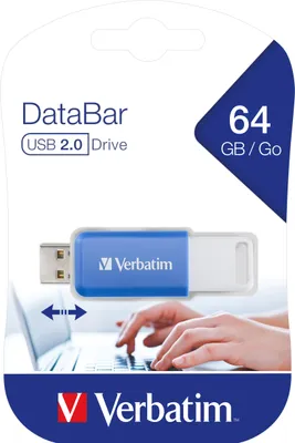 Produktbild von Verbatim V DataBar, 64 GB, USB Typ-A, 2.0, Dia, 9,1 g, Blau