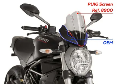 Productafbeelding van Sportief windscherm van PUIG, zwart, 290x180 mm, voor Ducati