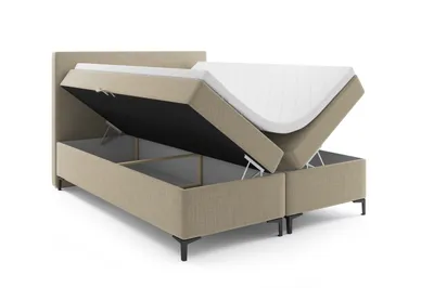Produktbild von VELAR Boxspringbett mit bettkasten "BASIC PLUS", 160 cm, Beige, Topper 8 cm, Sieben-Zonen-Premium-Taschenmatratze mit Härtegrad H4 (Hart)