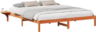 Image de vidaXL Cadre de lit brun cireux 200 x 200 cm Pin massif