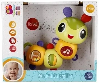Zdjęcie produktu dla Bambam - Muzyczna Gąsienica: Gryzak, Grzechotka I Pozytywka Dla Maluszków