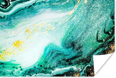 Produktbild von MuchoWow® Poster Marmoroptik - Blau - Gold - Glitzer - Luxus - Marmor 180x120 cm - Fotoplakat
