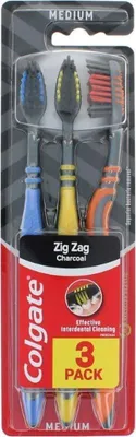 Produktbild von Colgate, Zig Zag Charcoal, Zahnbürsten, 3 Stück