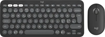 Obrázek produktu pro Logitech 920-012257, Bezdrátový, RF bezdrátové + Bluetooth, Nůžkový spínač, QWERTY, Grafit, Obsahuje myš