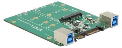 Produktbild von Delock Converter SATA / USB 3.1 type B socket> M.2 / mSATA slot - Speicher-Controller - mSATA, M.2 - M.2 Card / mSATA - SATA 3Gb/s, USB 3.1 (Gen 2)