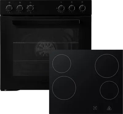 Backofen Herdset Einbau Matt Schwarz Kochfeld Rahmenlos 72L Respekta HS2001MS-26