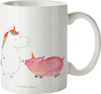 Produktbild von Mr. & Mrs. Panda Trinklernbecher Einhorn Schwein - Weiß - Geschenk, Plastikbecher, Schweinchen, Unicorn, Freundin, Pott, Einhörner, Kinderbecher, Mehrwegbecher, Haferl