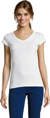 Image de SOLS - T-shirt « Moon » à col en V pour femmes LT1485 (S) (blanc)