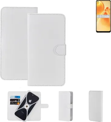 Produktbild von K-S-Trade Handy Hülle Schutz Hülle kompatibel mit Oppo F19s Cover Case Bookstyle Bumper weiß 1x