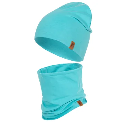 Produktbild von Kinder Set Beanie HEYO Mütze Schlauchschal Baumwolle Meeresblau