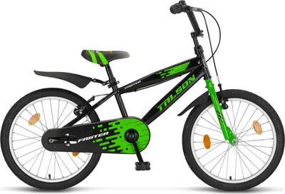 Produktbild von 20 Zoll Fahrrad TALSON Kinderfahrrad inkl. Kettenschutz und Zubehör Schwarz Grün