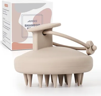 Produktbild von AIMIKE Silikon Kopfmassage Shampoo Bürste für Haarwachstum - Khaki