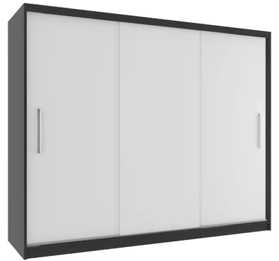 Obrázek produktu pro Šatní skříň s posuvnými dveřmi TIMPAS 235x218 cm ČERNÁ/BÍLÁ