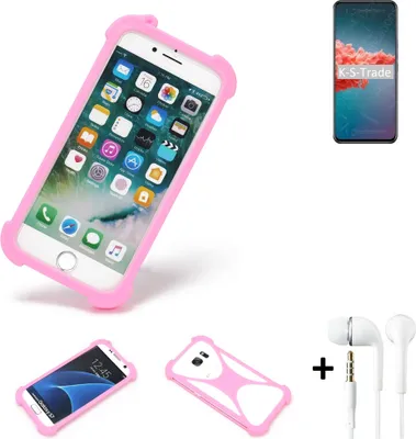 Produktbild von K-S-Trade Bumper + Kopfhörer kompatibel mit Xiaomi Redmi Note 9 5G Handy Hülle Schutzhülle Silikon Schutz Hülle Cover Case Silikoncase