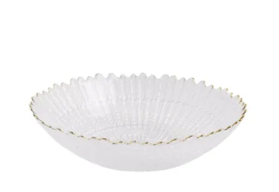 Produktbild von Glasschale 1,2 L Ø 25 cm mit Goldrand – Salatschüssel Servierschale rund