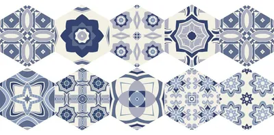 Produktbild von Rutschfeste Bodenaufkleber mit Schutzfolie – MIAH Bodenfliesen – 60 x 135 cm – 10 sechseckige Aufkleber 30 x 26 cm
