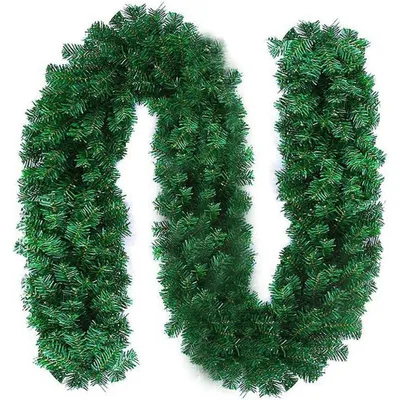 Image de Guirlande de Noël artificielle, verte, de 2,7 mètres, idéale pour les escaliers, les cheminées, les murs et les portes