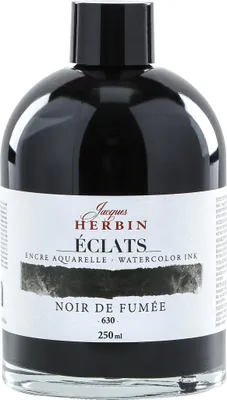 Produktbild von Jacques Herbin 2x Aquarelltine Éclats, Flasche 250ml - Lampenschwarz 18630T