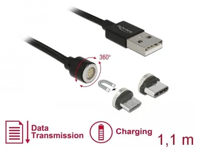 Produktbild von DeLOCK 85723, 1,1 m, USB A, USB C/Micro-USB B, USB 2.0, 0,48 Gbit/s, Schwarz