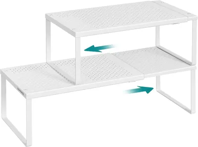 Productafbeelding van Keukenrek - Kruidenrek uitschuifbaar - Set van 2 - Metaal - Breedte 38-60 cm - Stapelbaar