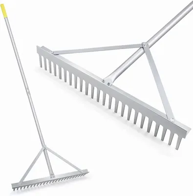 Immagine prodotto di Zappa da giardino - Zappa per giardinaggio con 24 denti e manico in alluminio - 173 cm - Argento