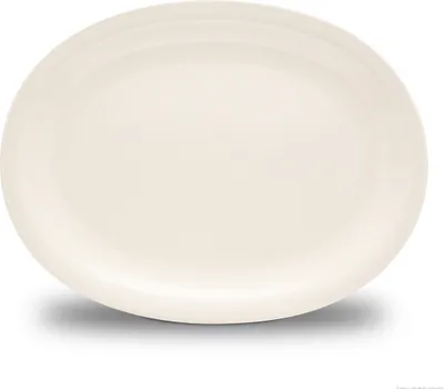 Produktbild von Original Bunzlauer Keramik Servierplatte Platte Teller oval 29,1x22,1x2,8 cm Creme-Weiß
