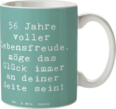 Produktbild von Mr. & Mrs. Panda Kaffeetasse Spruch 56. Geburtstag - Meeresbrise - Geschenk, Happy Birthday, Bürotasse, persönliche Geschenke, Becher, Kaffeebecher, Alter, Gratulation