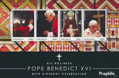 Produktbild von Briefmarken Tansania 2012 Mi 4986-4989 Kleinbogen (kompl.Ausg.) postfrisch 85. Geburtstag Papst Benedikt XVI.