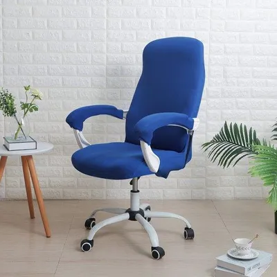Produktbild von Stoffen Sitzhäcksel mit Armlehnenhäcksel, universeller Dehnstuhlbezug, Computerstuhlbezug, L, blau