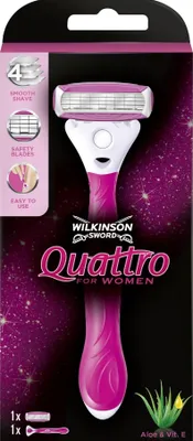 Zdjęcie produktu dla Wilkinson Sword Quattro for Women, Różowy, Biały, 1 szt.