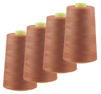 4 x 4572m Polyester Overlock Garn helles kupferbraun