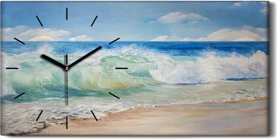 Produktbild von Wanduhr Uhr Wandbild Leinwand 60x30 Meereslandschaft Tropisches Strand - schwarze Hände