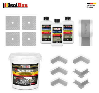 Dichtset Flüssigfolie 16kg Dusche Bad Dichtband Tiefengrund Dichtfolie Dichtecke