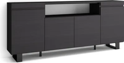 Image de COZY Buffet salon et cuisine, 200x35x87cm, 4 Portes, Noir