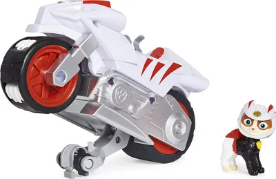 Produktbild von PAW Patrol Moto Pups Wildcats Motorrad mit Spielfigur, Fahrzeug mit Rückzugs- und Wheelie-Funktion, ab 3 Jahren, Basis Fahrzeug (Basic Vehicle), Motorrad, 3 Jahr(e), Kunststoff, Mehrfarbig
