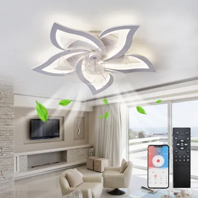 Imagen del producto de Ventilador de techo con luz - 60 cm - Blanco - Iluminación LED RGB