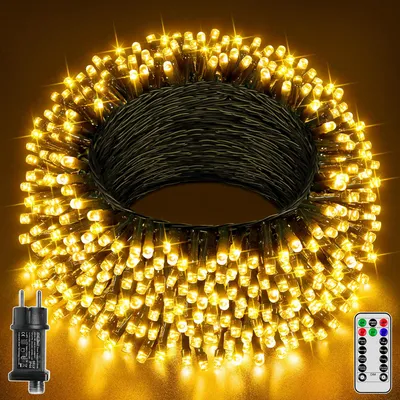 Lichtsnoer 20 m, 200 LEDs, warmweiß, IP44, mit Fernbedienung & Timer