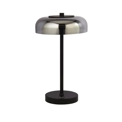 Produktbild von LED Tischlampe dimmbar Touch Metall Rauchglas D: 23 cm rund 39 cm Schwarz Rauchgrau warmweißes Licht 3000 K