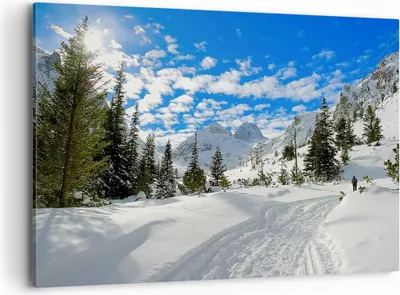 Produktbild von Bild auf Leinwand - Leinwandbild - Tal Wolken Lawine Sport - 100x70cm - Wand Bild - Wanddeko - Leinwanddruck - Bilder - Kunstdruck - Wanddekoration - Leinwand bilder - Wandkunst - AA100x70-1436