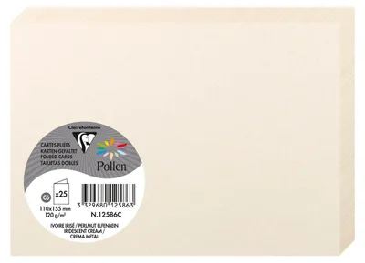 Produktbild von Clairefontaine Karte C6 Doppel 210g perlmutt elfenbein Pack 25