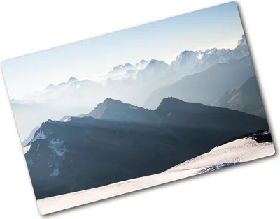 Produktbild von Tulup Glas Herdabdeckplatte - 80x52 cm - Glaskeramikkochfeld-Abdeckung Spritzschutz Glasabdeckplatte - Einteilig - Landschaften - Berggipfel - Grau