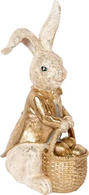 Produktbild von Clayre & Eef Dekorationsfigur Kaninchen 51 cm Beige Goldfarbig Kunststoff