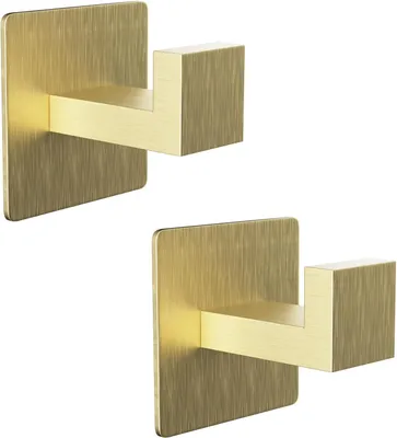 Immagine prodotto di Set di ganci a muro, composto da 2 pezzi, quadrati, autoadesivi, in acciaio inossidabile 304, adatti per bagno e cucina