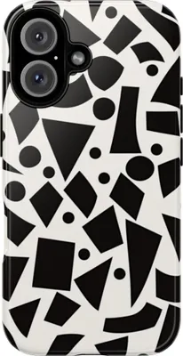 Produktbild von Schwarz-weißes geometrisches Muster – Hülle Kompatibel mit iPhone 16