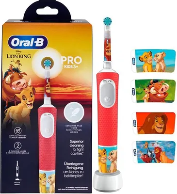 Produktbild von Oral-B Kids VITALITYPROLIONK, Kind, Rotierende-vibrierende Zahnbürste, Tägliche Pflege, Super sensitive, Mehrfarbig, 2 min, Rot