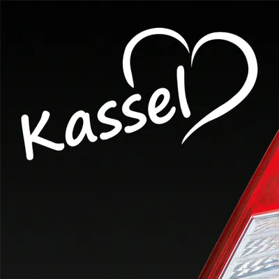 Produktbild von Auto Aufkleber Kassel Herz Stadt City Liebe Love Heimat 16,5x8 cm Weiss Matt Sticker Heckscheibenaufkleber